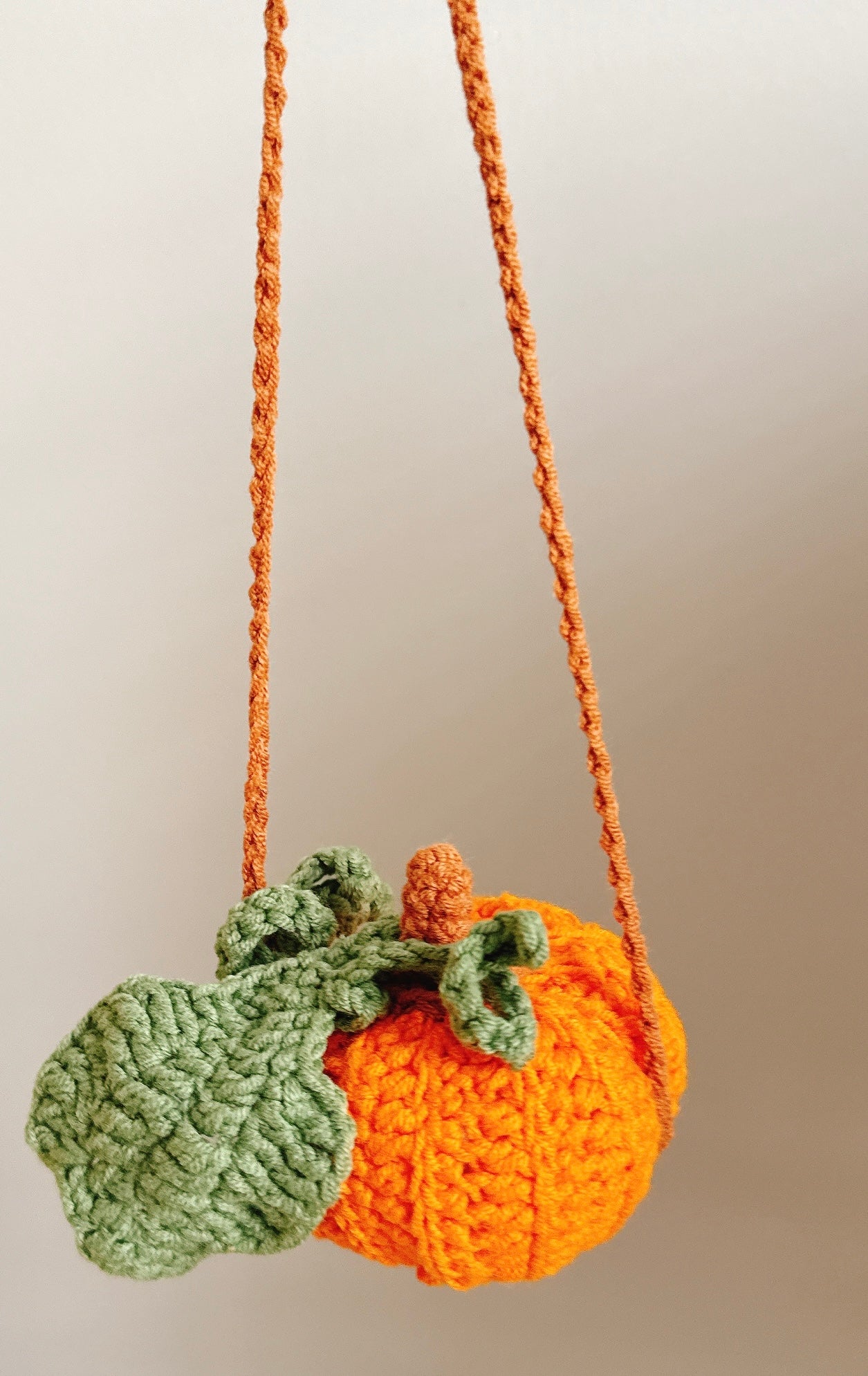 Orange Crochet Hanging Pumpkin