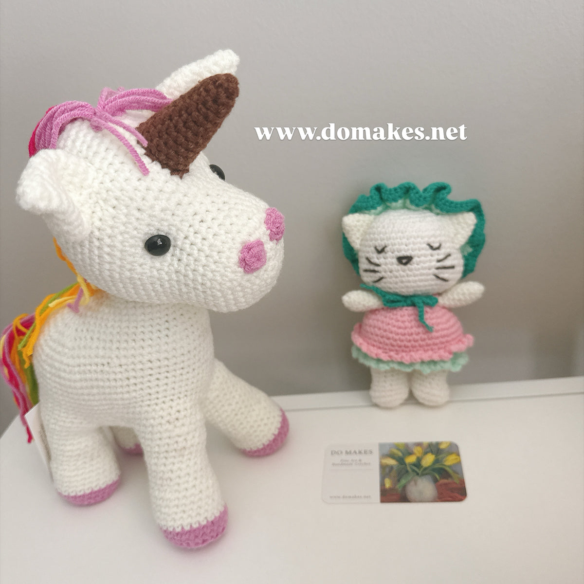 Crochet Cat with Removable Pink Dress
