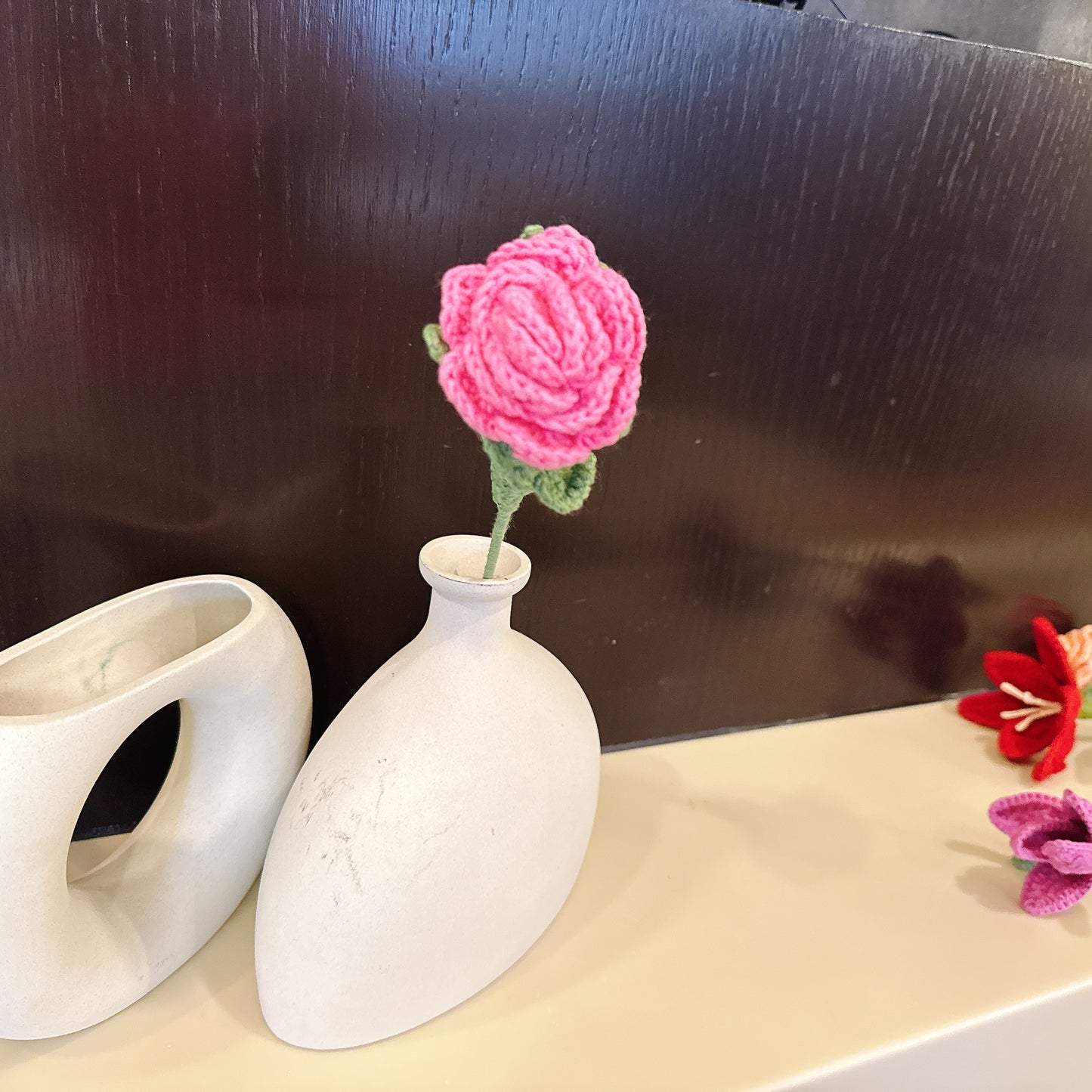 Handmade Crochet Pink Rose