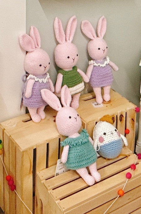 Handmade Crochet Bunny w long ears-L