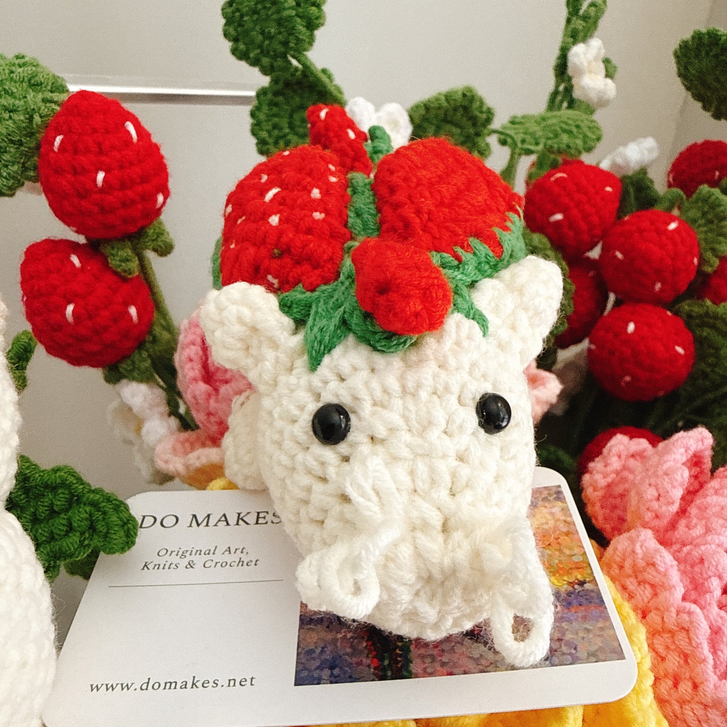 Crochet Strawberry Dragon-White