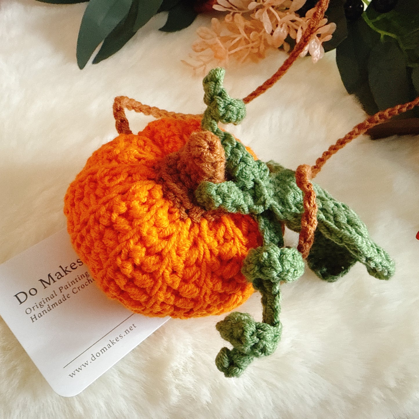 Orange Crochet Hanging Pumpkin
