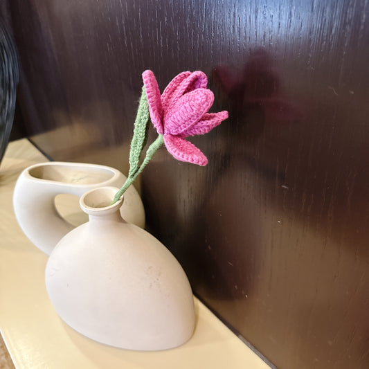 Handmade Crochet Pink Tulip