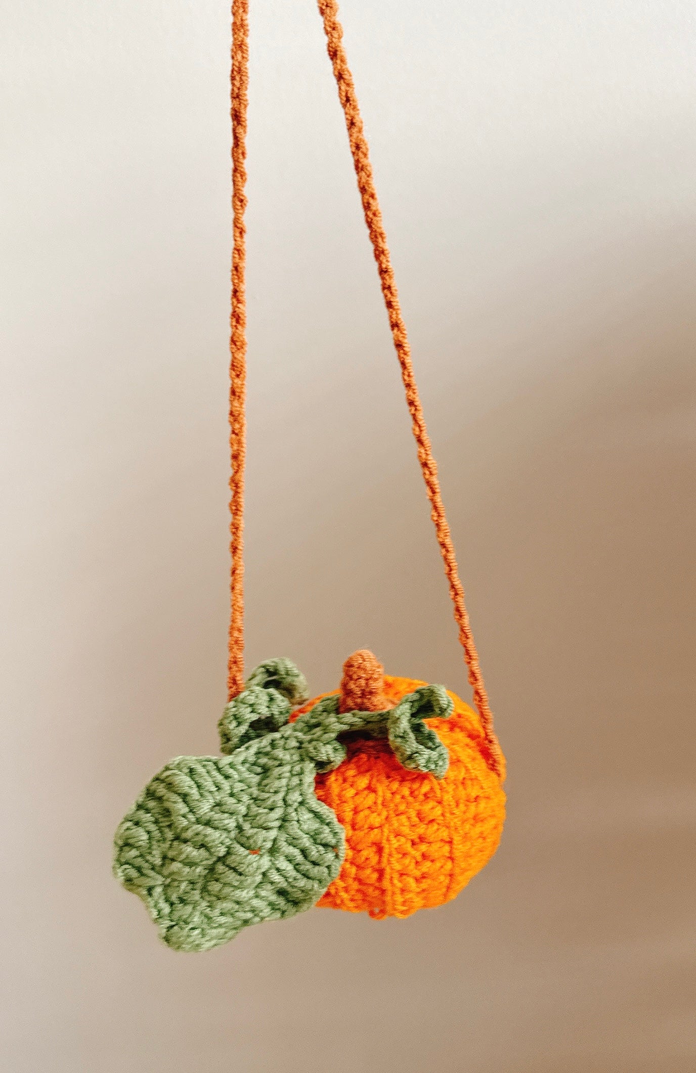 Orange Crochet Hanging Pumpkin