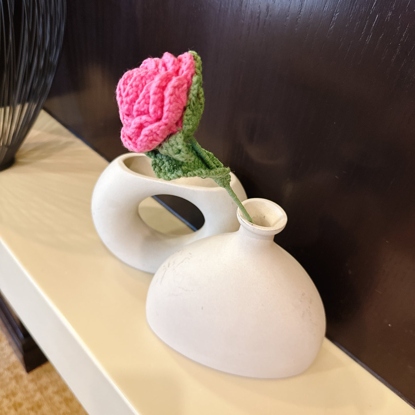Handmade Crochet Pink Rose