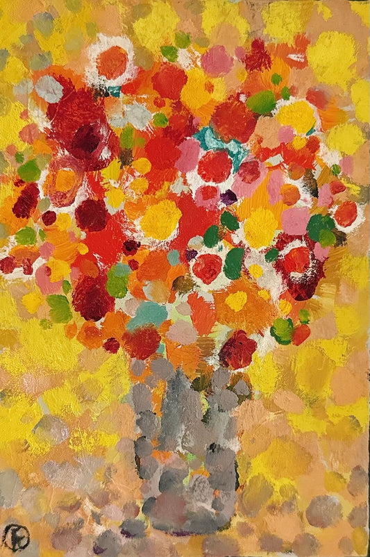 Bouquet with Grey Vase