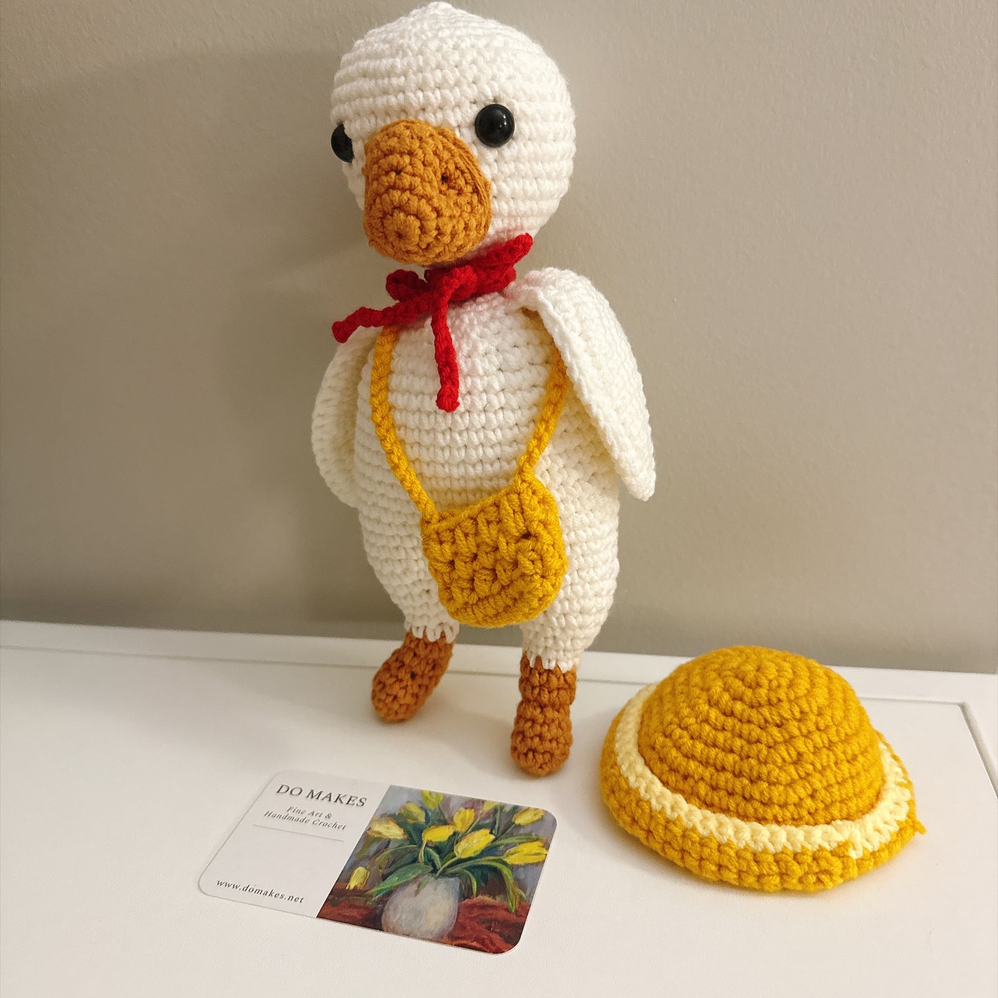 Crochet Goose with yellow hat