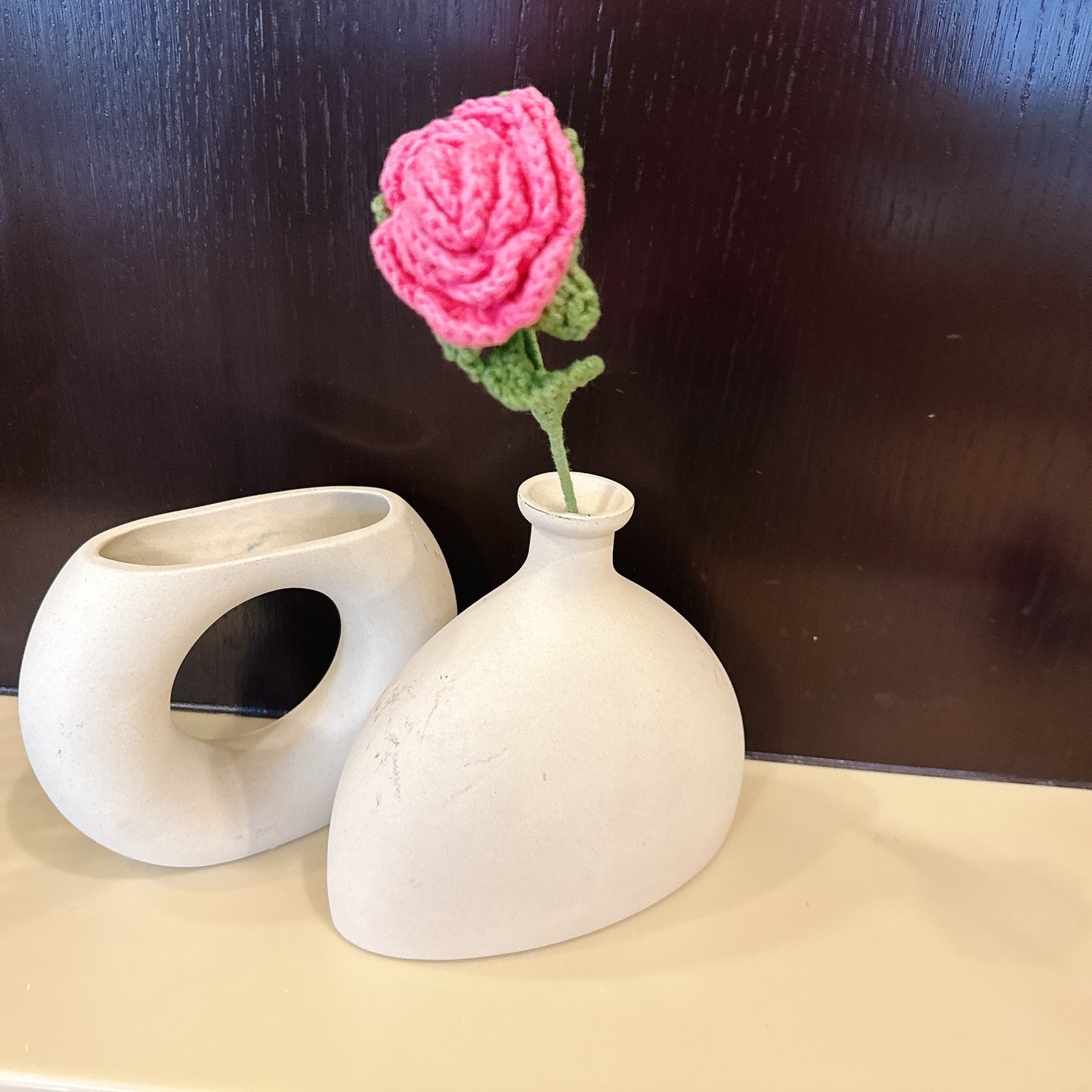 Handmade Crochet Pink Rose