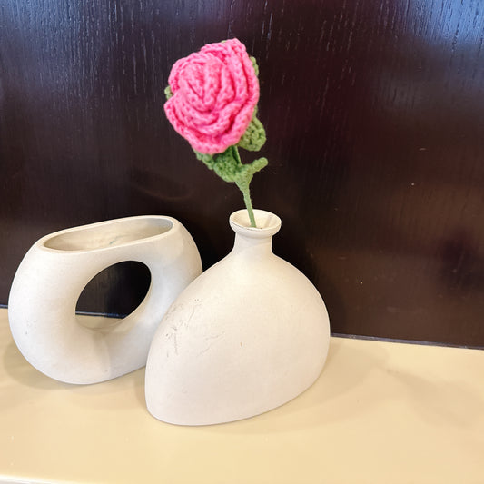 Handmade Crochet Pink Rose