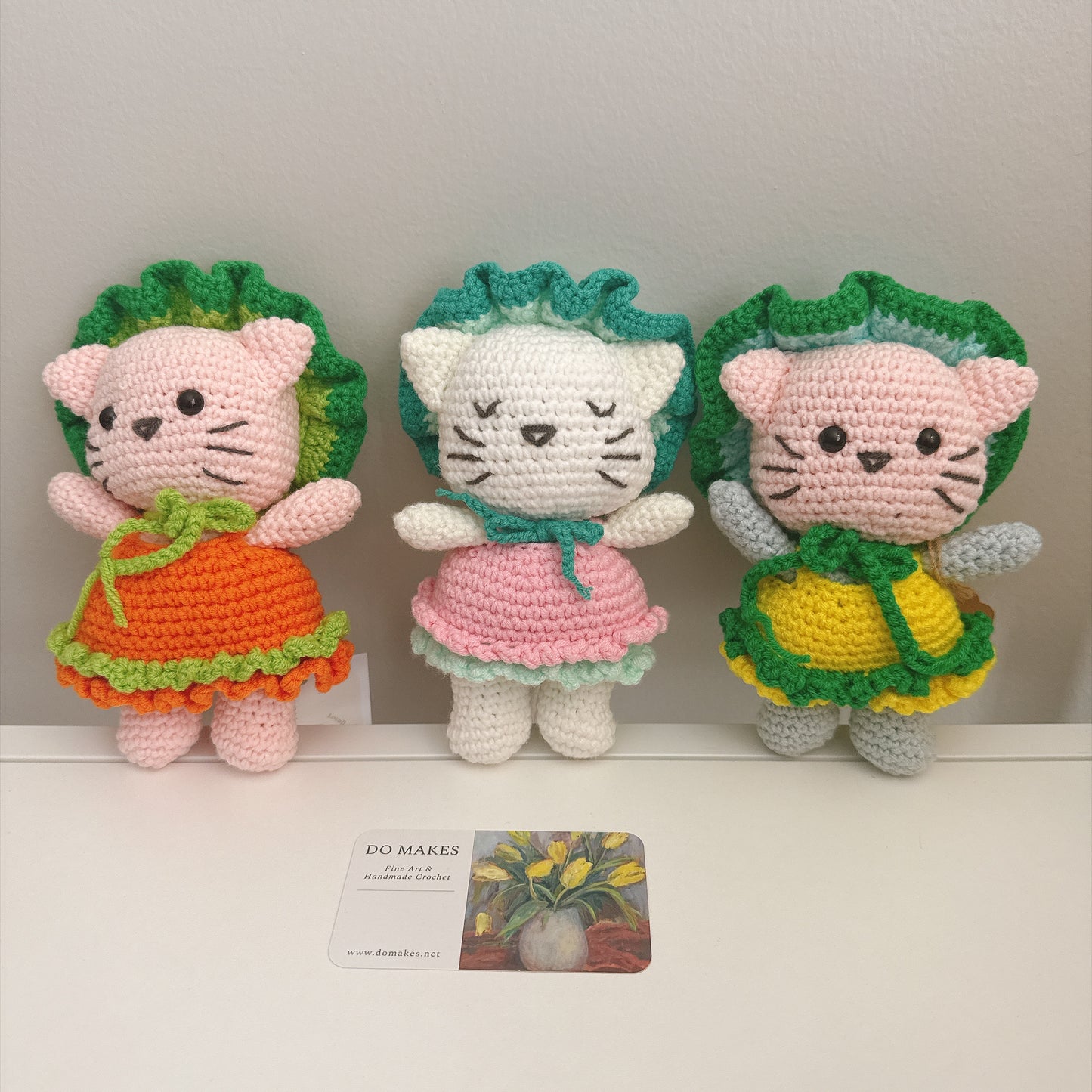 Crochet Cat with Removable Pink Dress