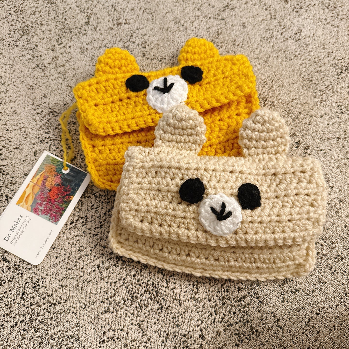 Crochet bear mini wallet-Yellow