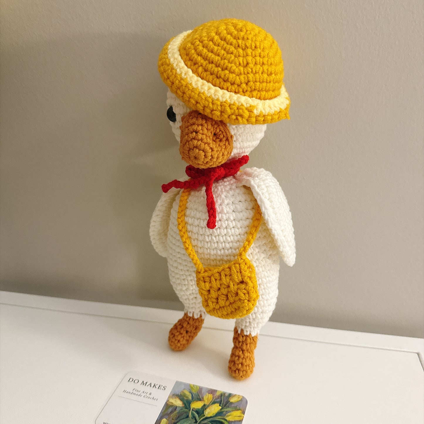 Crochet Goose with yellow hat