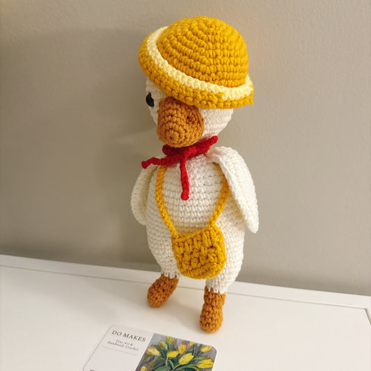 Crochet Goose with yellow hat