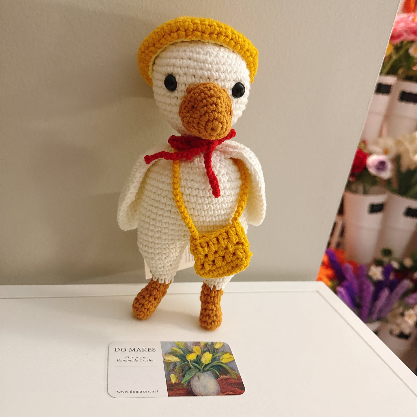 Crochet Goose with yellow hat