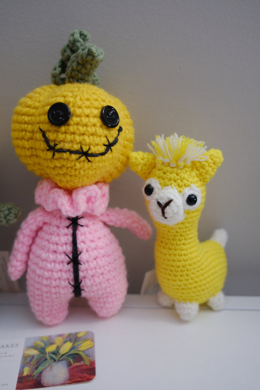 Crochet Pumpkin Monster Plush-Pink outfit