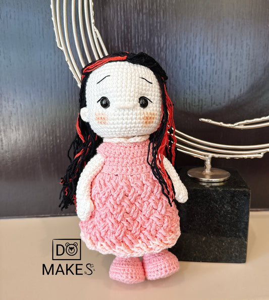 Blush Pink Dress, Black-Red Hair