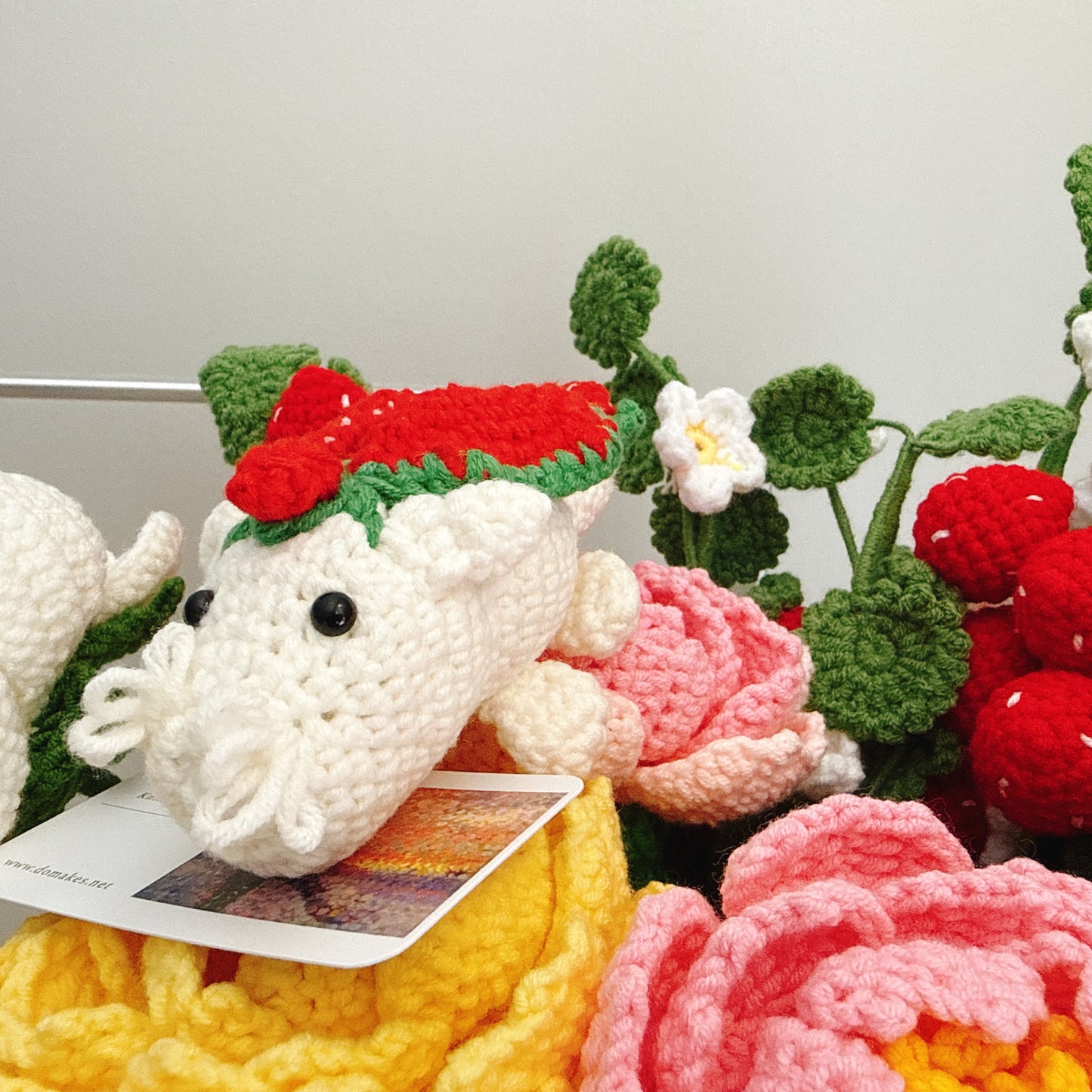Crochet Strawberry Dragon-White