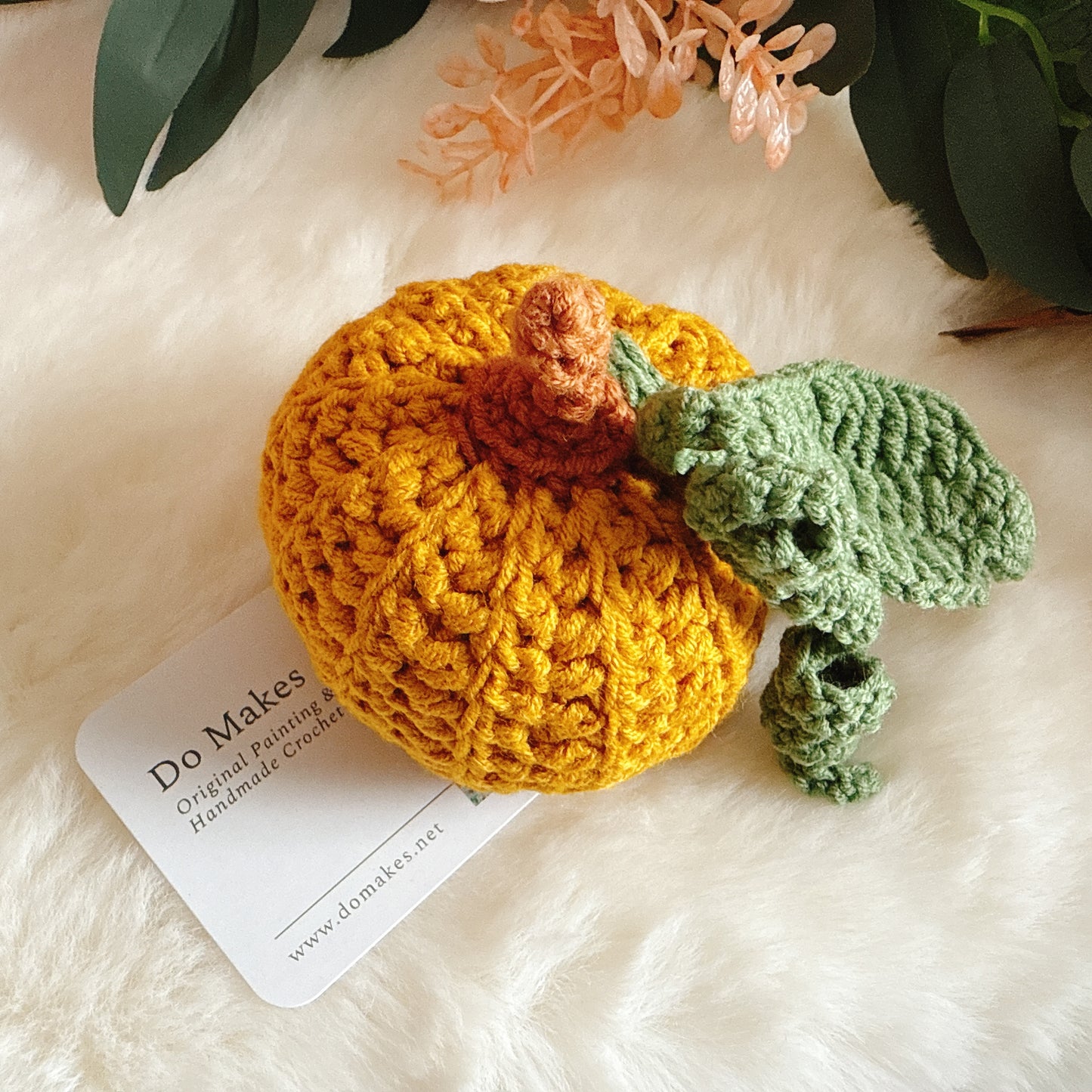 Mustard Crochet Hanging Pumpkin