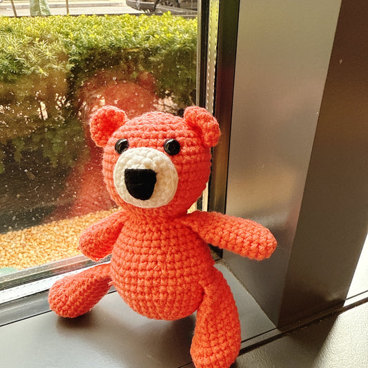 Handmade Crochet Peach Bear