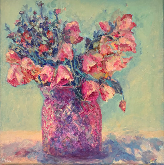 Pink Vase with Roses