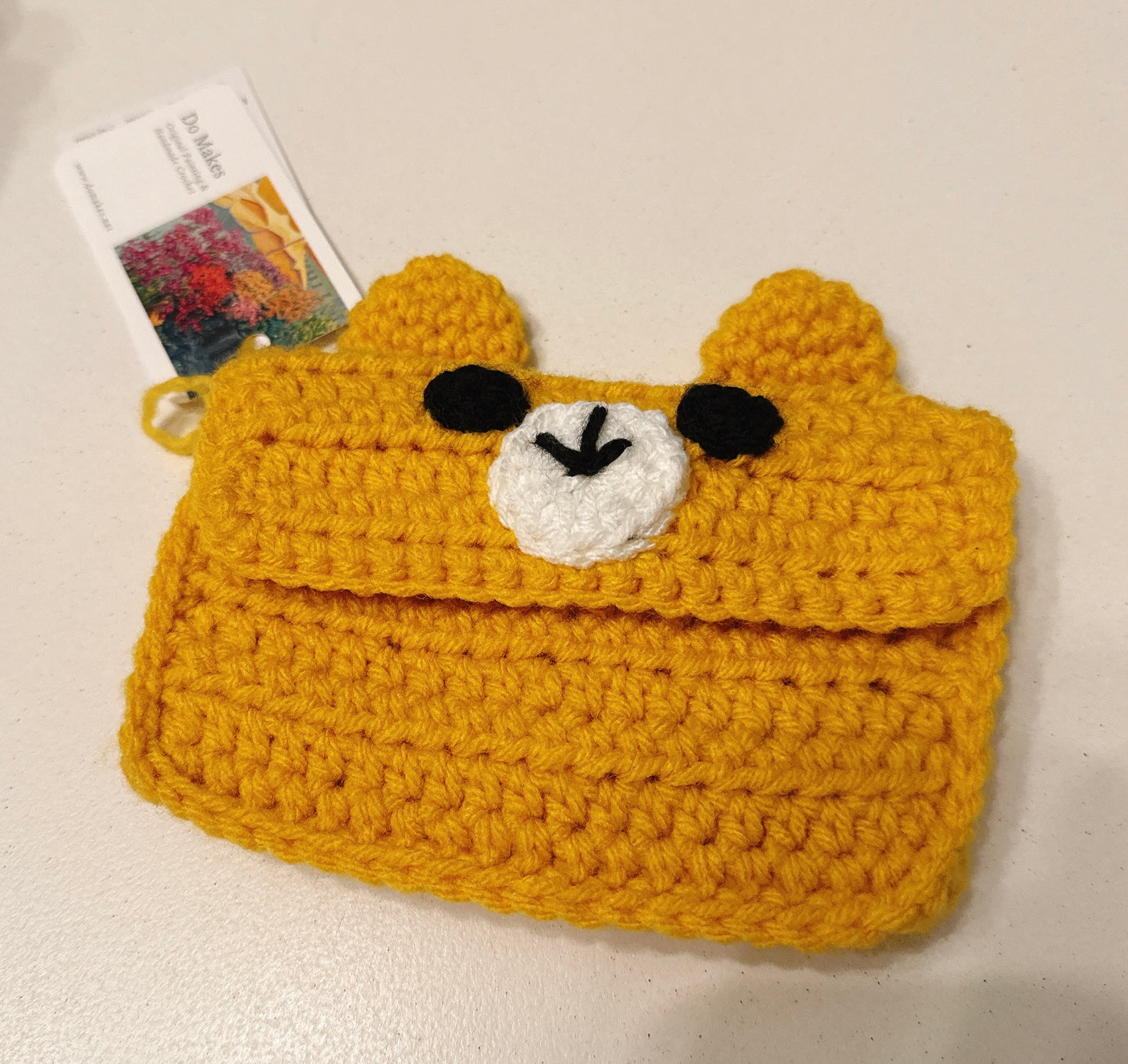 Crochet bear mini wallet-Yellow