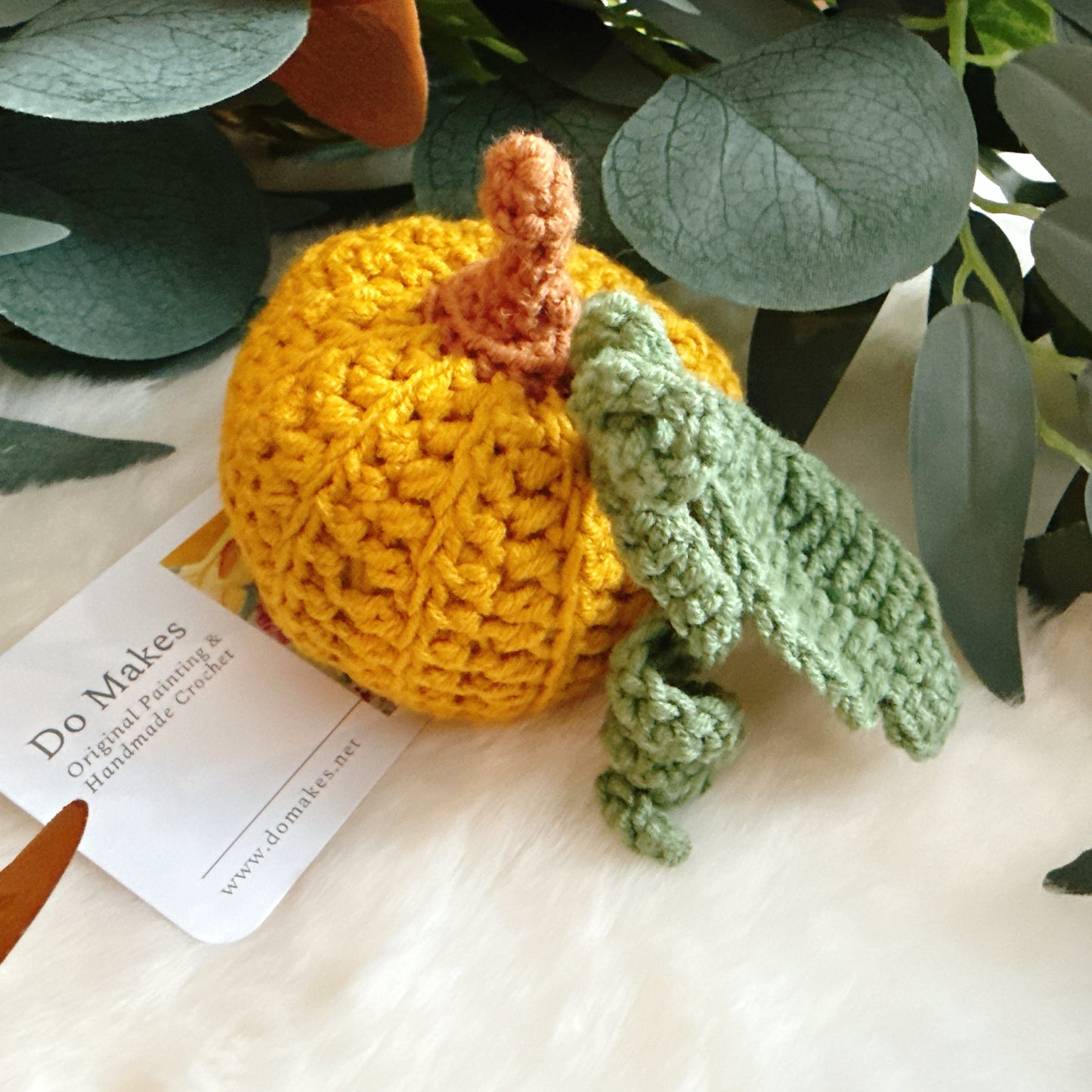 Mustard Crochet Hanging Pumpkin