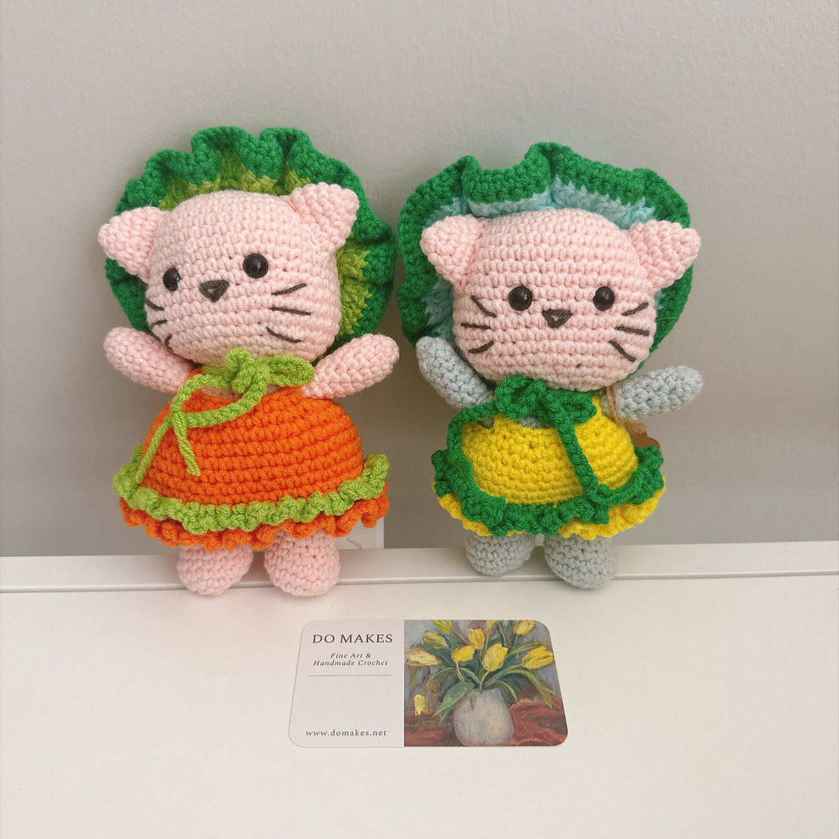 Crochet Cat with Removable Yellow Dress
