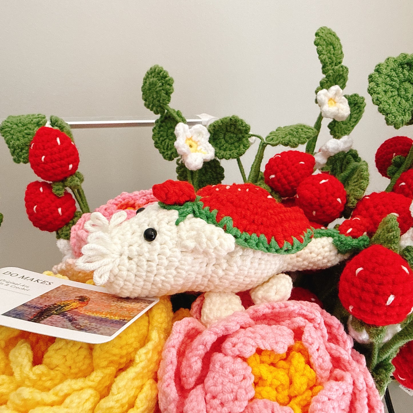 Crochet Strawberry Dragon-White
