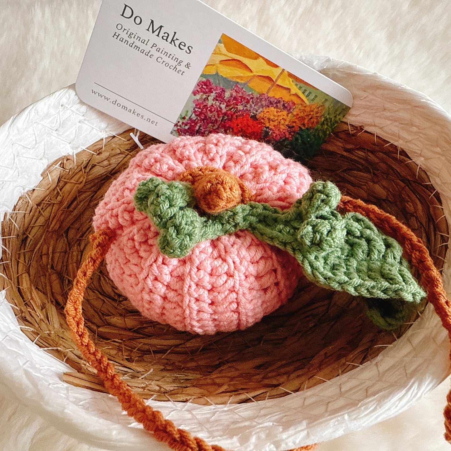 Pink Crochet Hanging Pumpkin