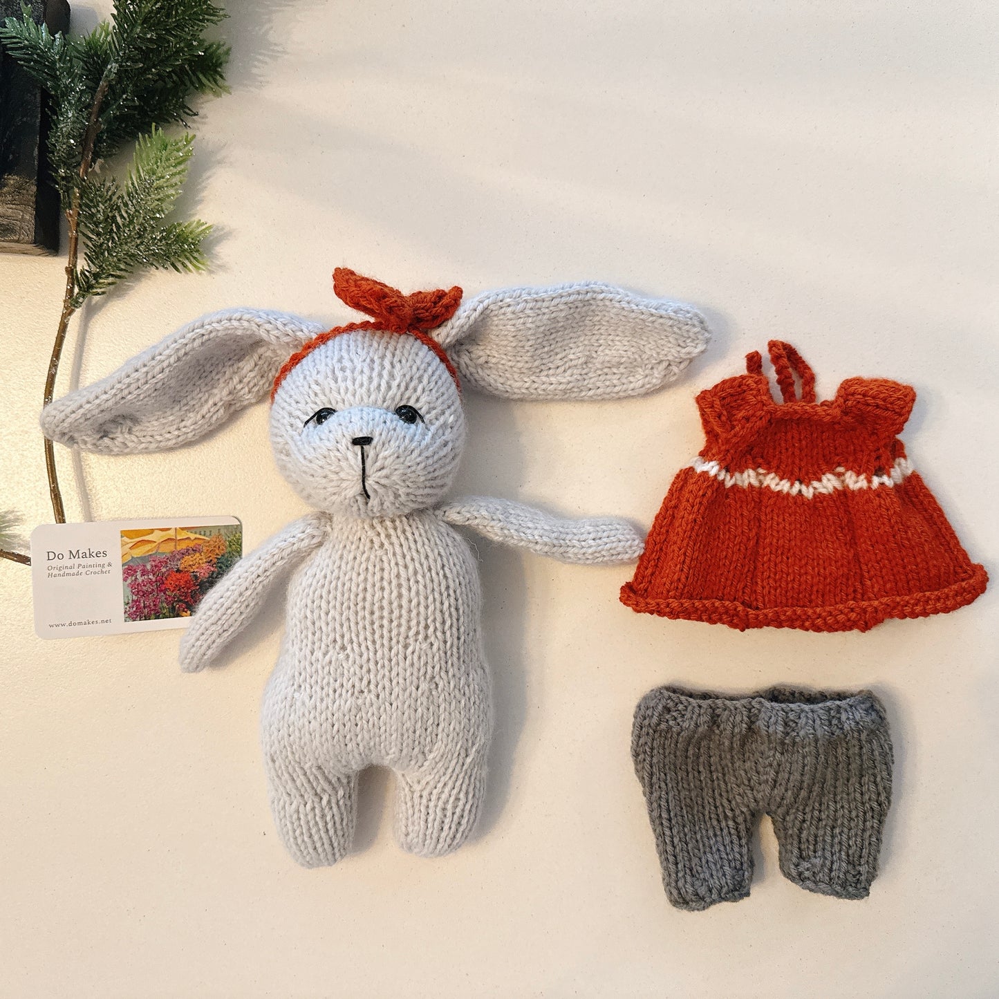 Knitted Bunny with pants and dress