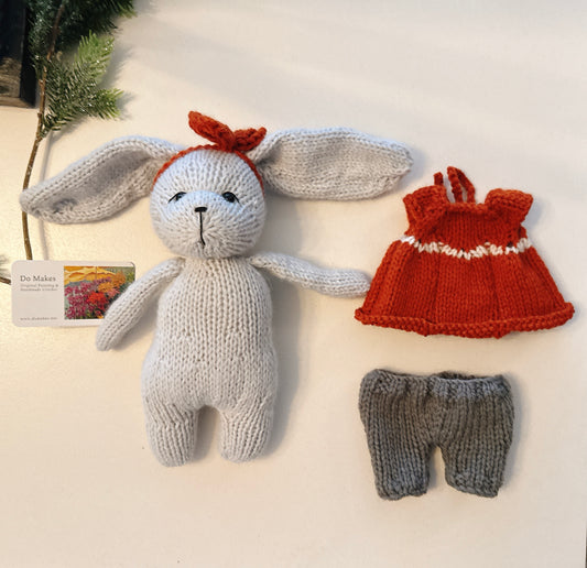 Knitted Bunny with pants and dress