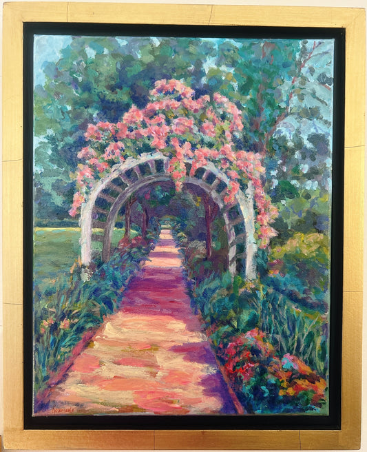 Arbor with Pink Roses