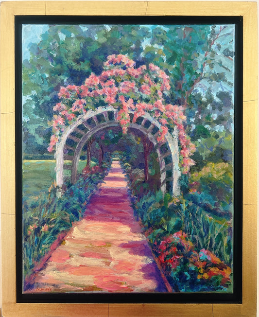 Arbor with Pink Roses